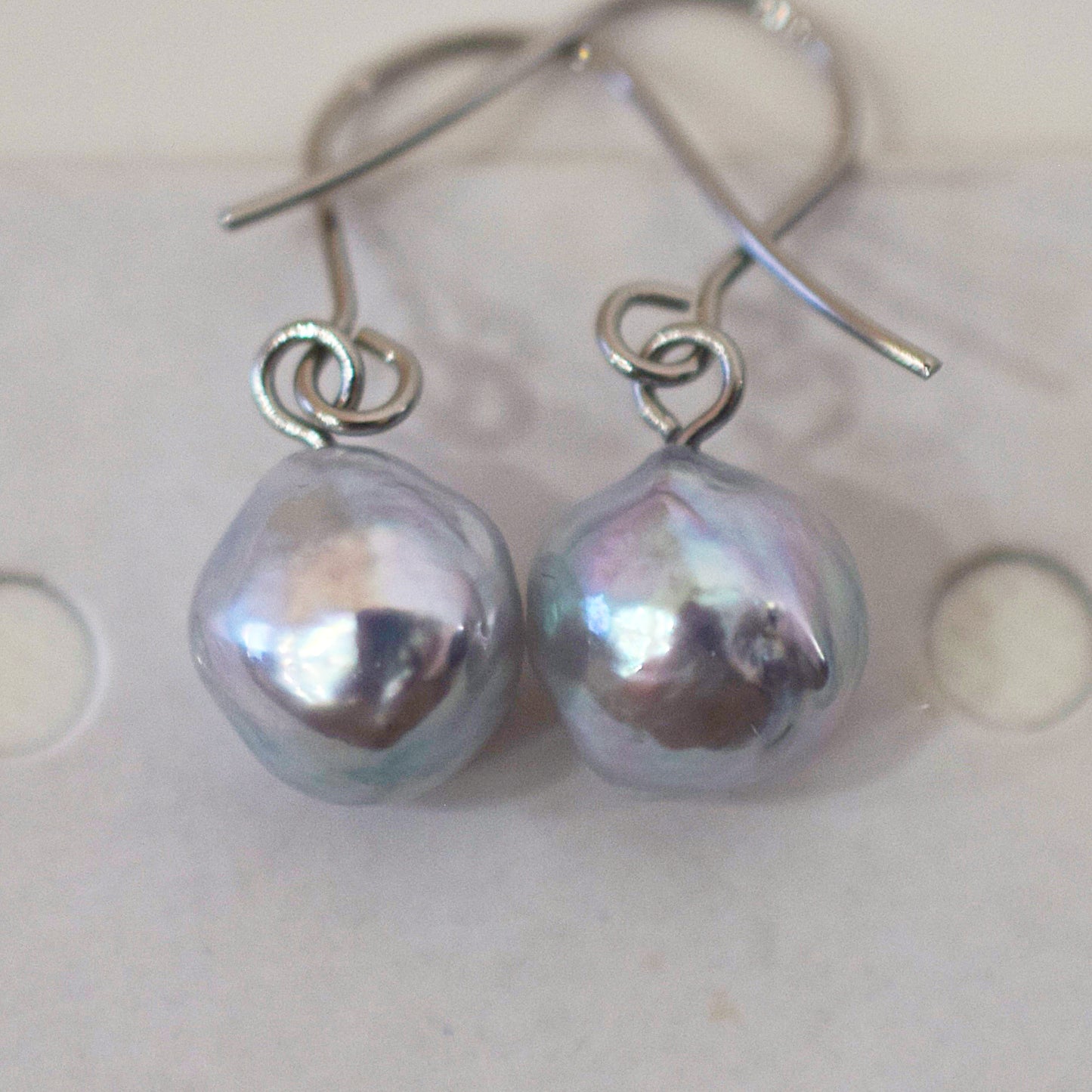 Actual product Natural color akoya Baroque pearl 9mm - 9.5mm Surgical Stainless Steel Seawater Akoya Pearl Hook Earrings Japan