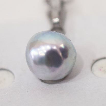 Actual product 9.5mm pendant Necklace Natural color Seawater Real akoya Pearl Baroque Surgical Stainless Steel Japan reenspearl
