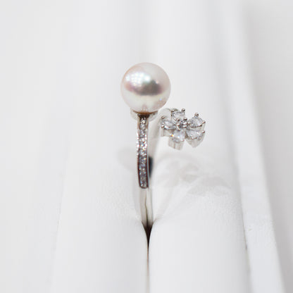 Actual product Rare White pink 8mm - 8.5mm Ring Sea Real Akoya Pearl From Japan SV925 Silver reenspearl akoyapearl
