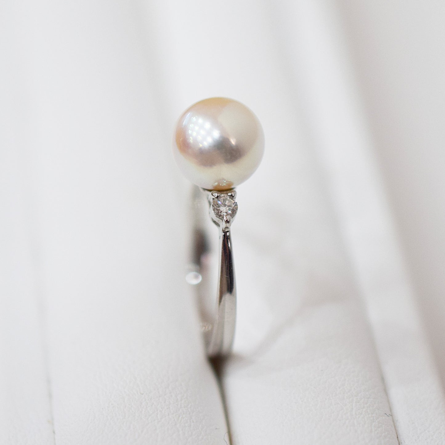 Actual product Rare White pink 8mm - 8.5mm Ring Sea Real Akoya Pearl From Japan Pt900 reenspearl akoyapearl