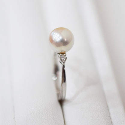 Actual product Rare White pink 8mm - 8.5mm Ring Sea Real Akoya Pearl From Japan Pt900 reenspearl akoyapearl