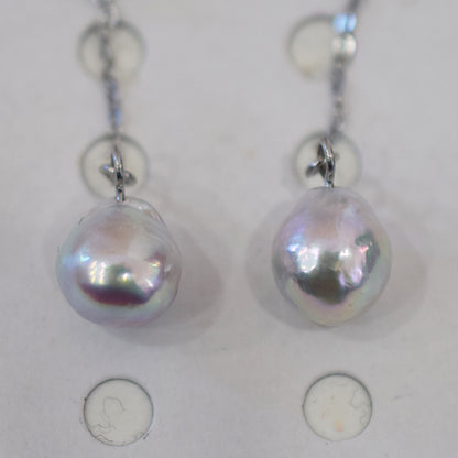 Actual product Natural color akoya Baroque pearl 9mm - 10mm Surgical Stainless Steel Seawater Akoya Pearl Stud Earrings Japan