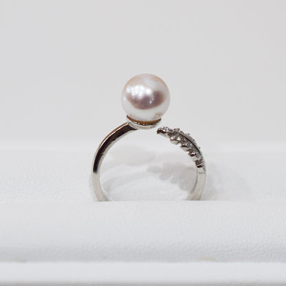 Actual product Rare White pink 8mm - 8.5mm Ring Sea Real Akoya Pearl From Japan SV925 Silver reenspearl akoyapearl
