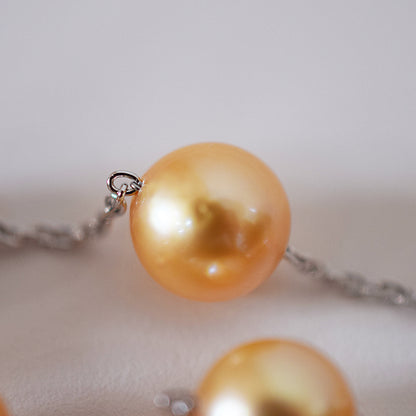 Limited to actual item Station necklace akoya pearl 8mm - 8.5mm Real Akoya Pearl Japan 19.6inch akoyapearl reenspearl Silver