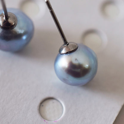 Limited to actual item Natural color akoya Baroque pearl 9.5mm - 10mm Surgical Stainless Steel Seawater Akoya Pearl Stud Earrings Japan