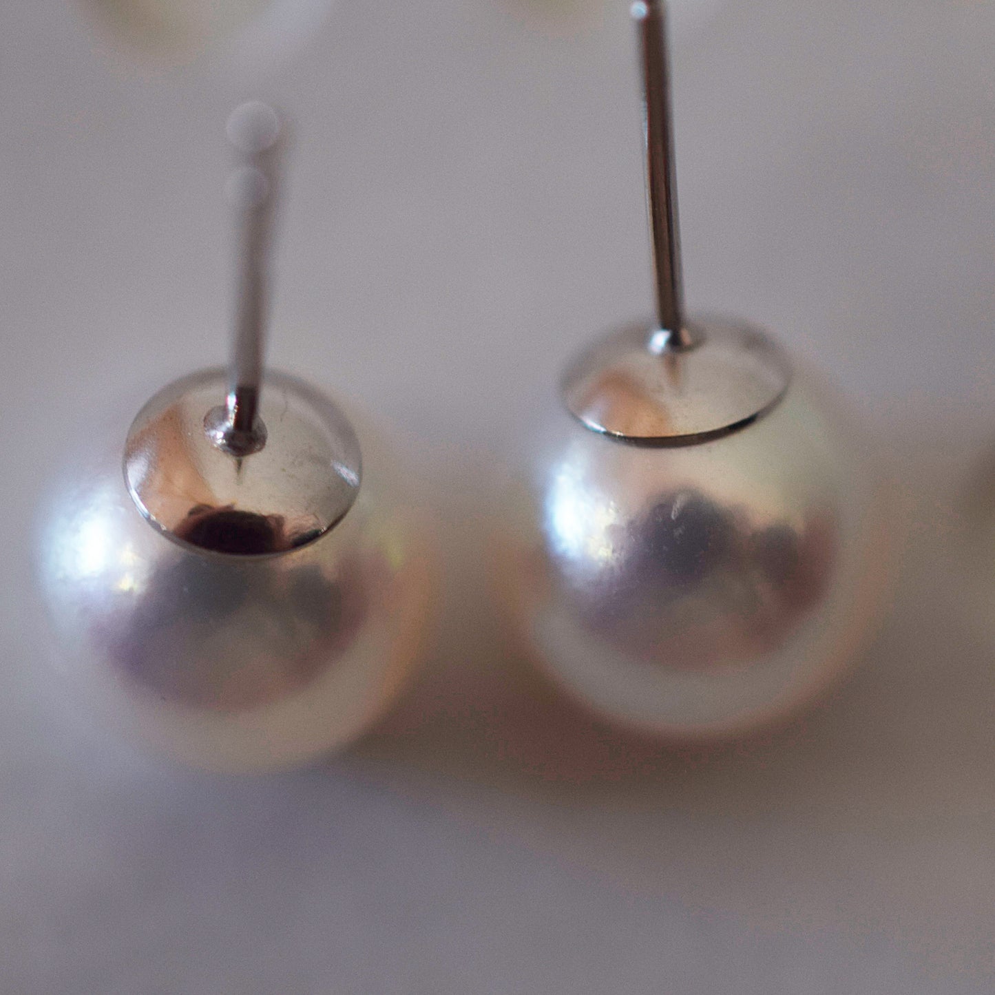 Actual product Whitepink 9mm - 9.5mm Seawater Akoya Pearl Stud Earring K14WG From Japan Japanese Seawater reenspearl