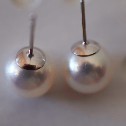 Actual product Whitepink 9mm - 9.5mm Seawater Akoya Pearl Stud Earring K14WG From Japan Japanese Seawater reenspearl