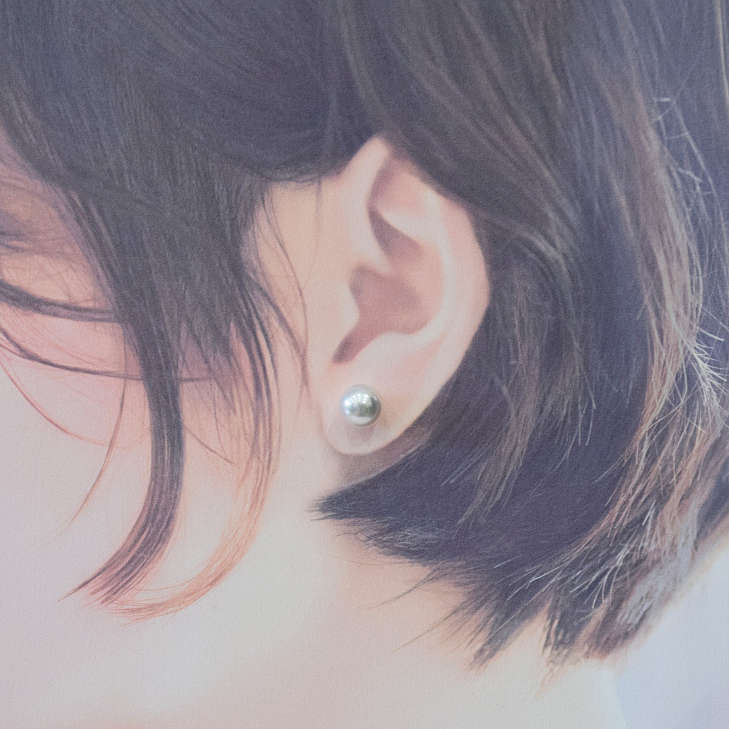 Actual product Whitepink 9mm - 9.5mm Seawater Akoya Pearl Stud Earring K14WG From Japan Japanese Seawater reenspearl