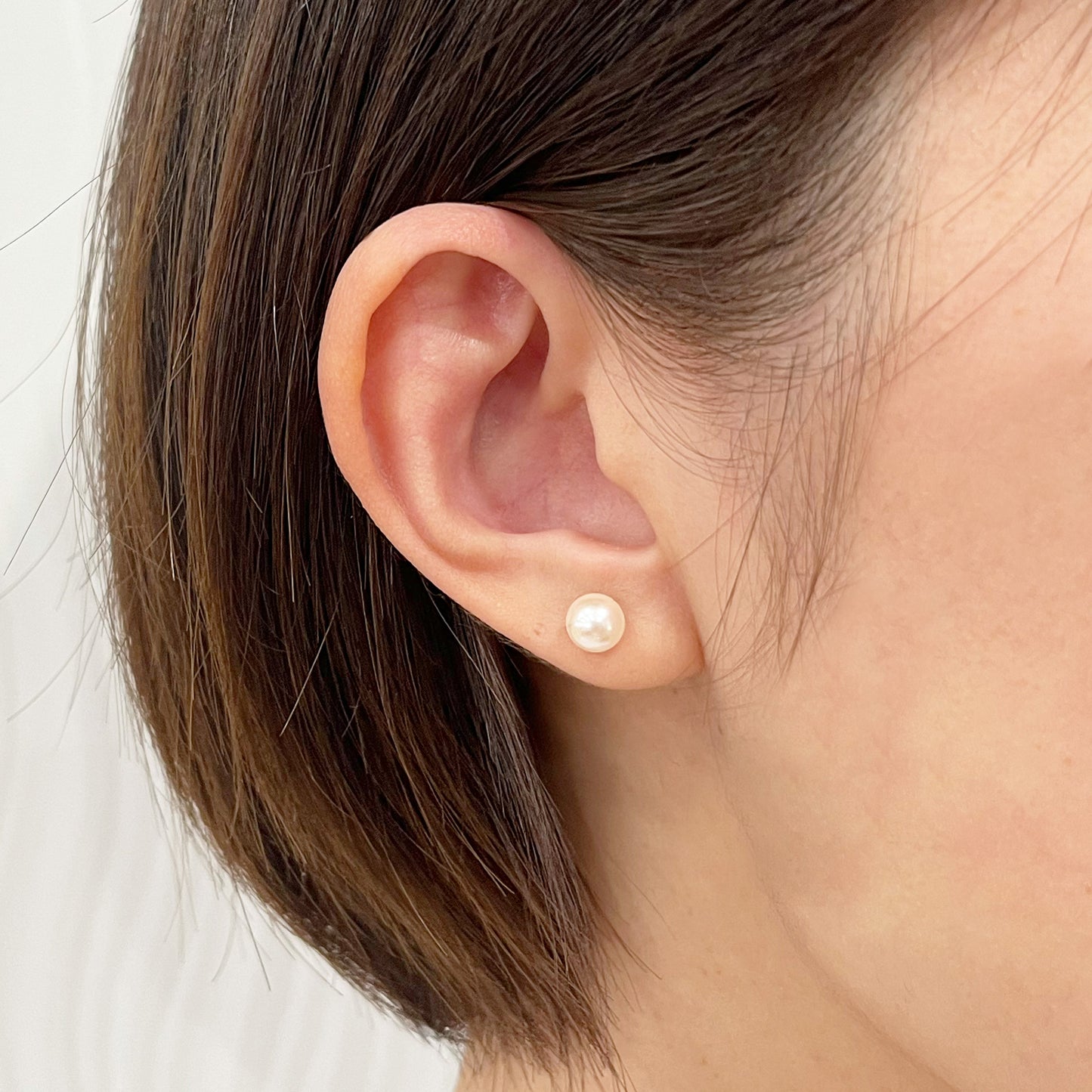 【K14】 Hanadama rank 6mm - 6.5mm Seawater Akoya Pearl White Pink Stud Earring Japan anniversary Japanese Seawater birthday 真珠 あこや 花珠