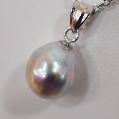 <SALE> Limited to actual item Pendant top Necklace Natural color Baroque 10.3mm Real Akoya Pearl Japan 17.7inch Japanese