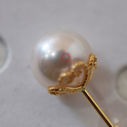 <SALE> Limited to actual item White pink 7.5mm - 8mm Seawater Akoya Pearl Stud Earrings 18K From Japan Japanese akoyapearl reenspearl