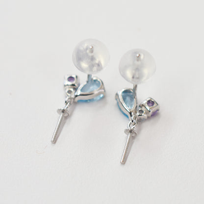 Only metal fittings K14WG stud earring Metal fitting Semi-precious stone Recommended for pearls under 9.5mm
