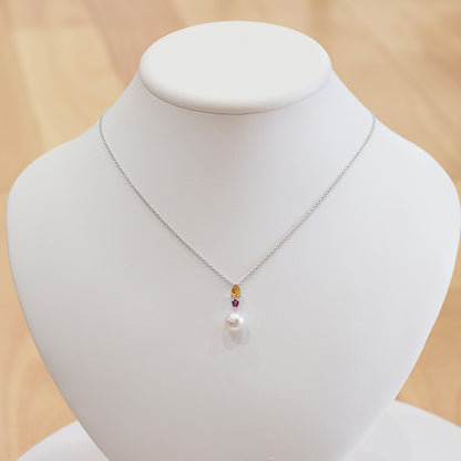 White pink 9mm - 9.5mm hanadama rank pendant necklace Akoya Pearl SV925 Semi-precious stones Japan Seawater reenspearl Birthday あこや 真珠