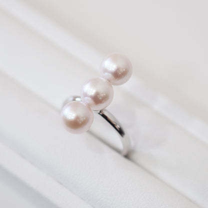 White pink 5.5mm - 8mm Ring Akoya Pearl From Japan SV925 Silver reenspearl Sea Real akoyapearl