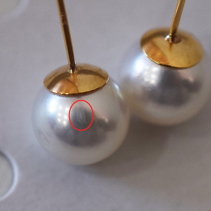 Actual product Whitepink 9mm - 9.5mm Seawater Akoya Pearl Stud Earring K18YG From Japan Japanese Seawater reenspearl
