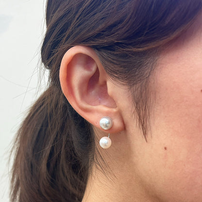 Rare Natural color 8mm × White pink 7.5mm K14WG water Akoya Pearl Earring Japan Japanese Seawater reenspearl 日本 天草 熊本