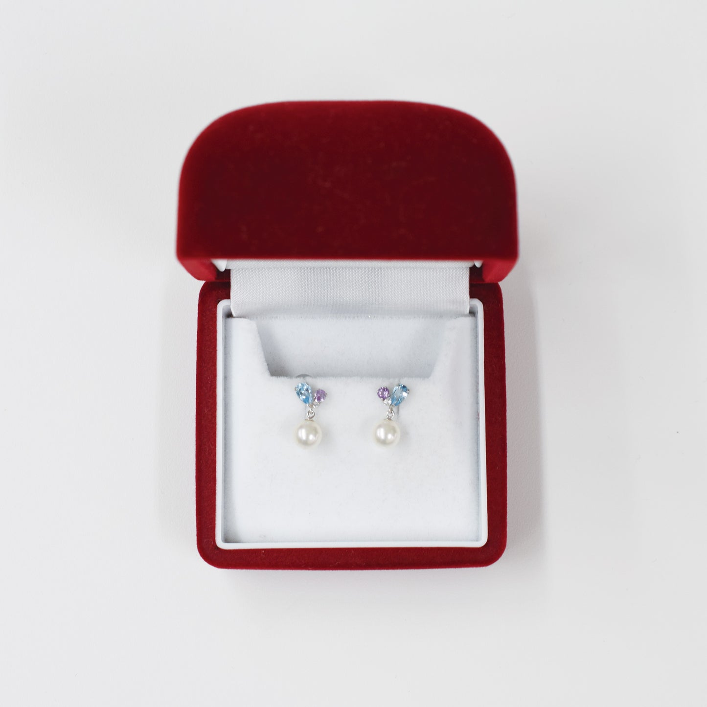 Hanadama rank Whitepink 5.5mm - 6.5mm Earrings Semi-precious stone Japan Blue topaz Light amethyst White Topaz あこや 真珠