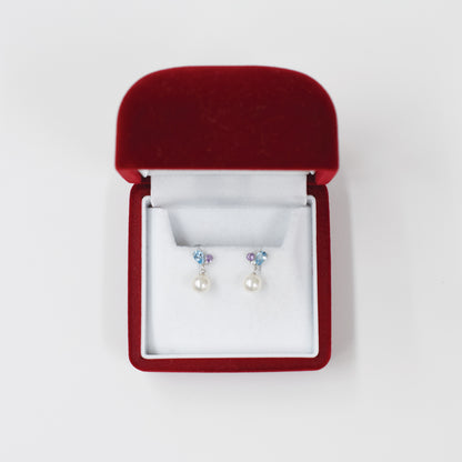 Hanadama rank Whitepink 5.5mm - 6.5mm Earrings Semi-precious stone Japan Blue topaz Light amethyst White Topaz あこや 真珠