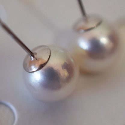 Actual product Whitepink 9mm - 9.5mm Seawater Akoya Pearl Stud Earring K14WG From Japan Japanese Seawater reenspearl