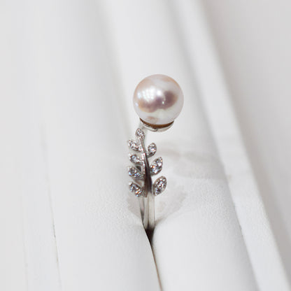 Actual product Rare White pink 8mm - 8.5mm Ring Sea Real Akoya Pearl From Japan SV925 Silver reenspearl akoyapearl
