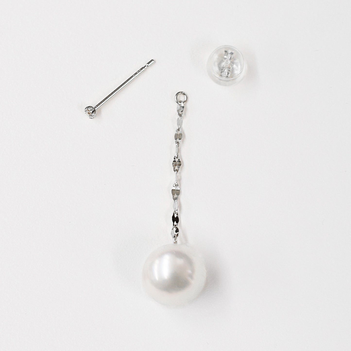 Hanadama rank K14WG 7.5mm - 9.5mm White pink Diamond 0.02ct Earring Real Akoya Pearl Japan Akoyapearl American あこや 真珠 珍珠 日本