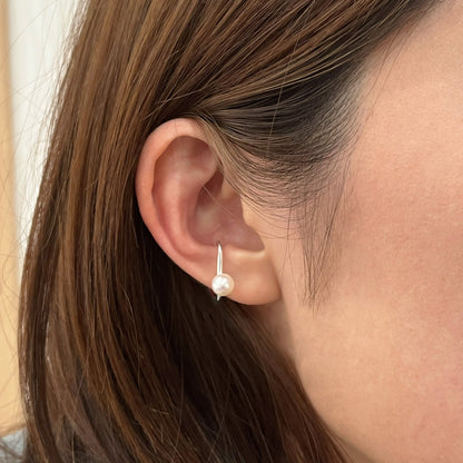 Hanadama rank White pink 6mm - 6.5mm akoya pearl SV Ear Cuff Seawater Japan Japanese 真珠 あこや