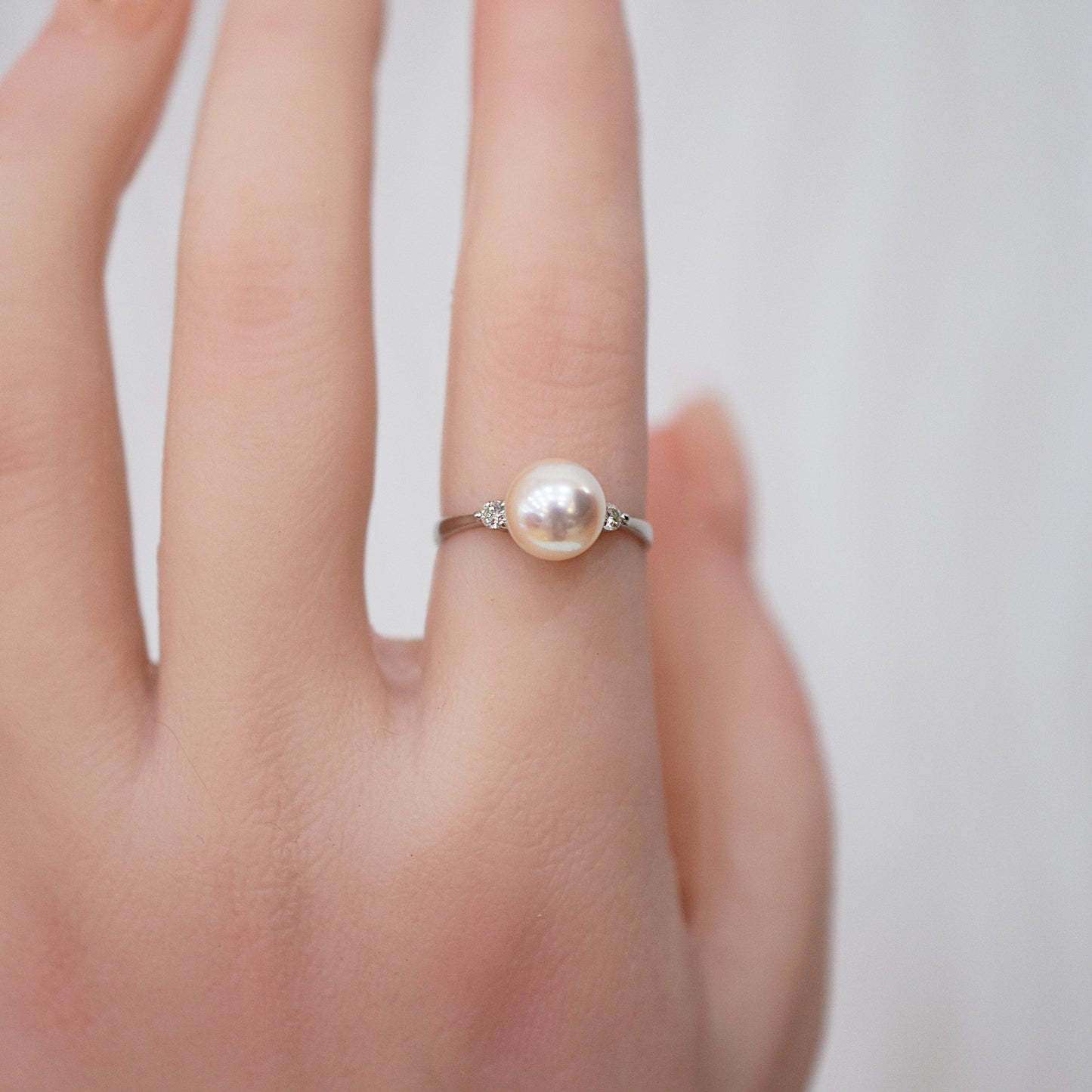 Actual product Rare White pink 8mm - 8.5mm Ring Sea Real Akoya Pearl From Japan Pt900 reenspearl akoyapearl