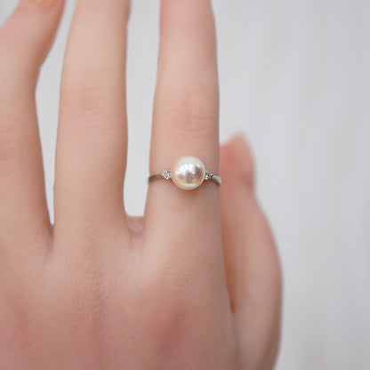 Actual product Rare White pink 8mm - 8.5mm Ring Sea Real Akoya Pearl From Japan Pt900 reenspearl akoyapearl