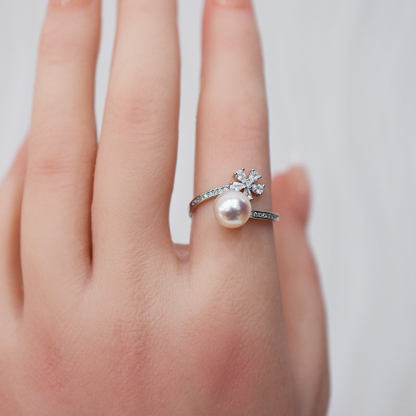 Actual product Rare White pink 8mm - 8.5mm Ring Sea Real Akoya Pearl From Japan SV925 Silver reenspearl akoyapearl