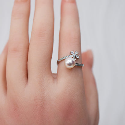 Actual product Rare White pink 8mm - 8.5mm Ring Sea Real Akoya Pearl From Japan SV925 Silver reenspearl akoyapearl