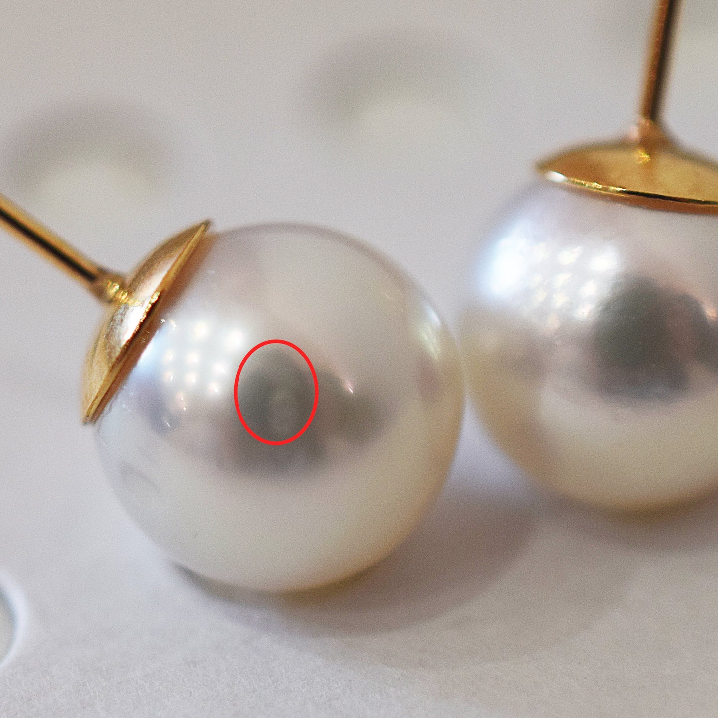 Actual product Whitepink 9mm - 9.5mm Seawater Akoya Pearl Stud Earring K18YG From Japan Japanese Seawater reenspearl