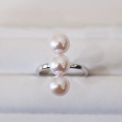 White pink 5.5mm - 8mm Ring Akoya Pearl From Japan SV925 Silver reenspearl Sea Real akoyapearl