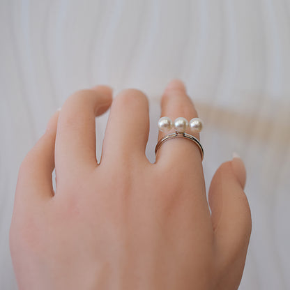 Actual product Rare White pink 6mm - 6.5mm Ring Sea Real Akoya Pearl From Japan SV925 Silver reenspearl akoyapearl