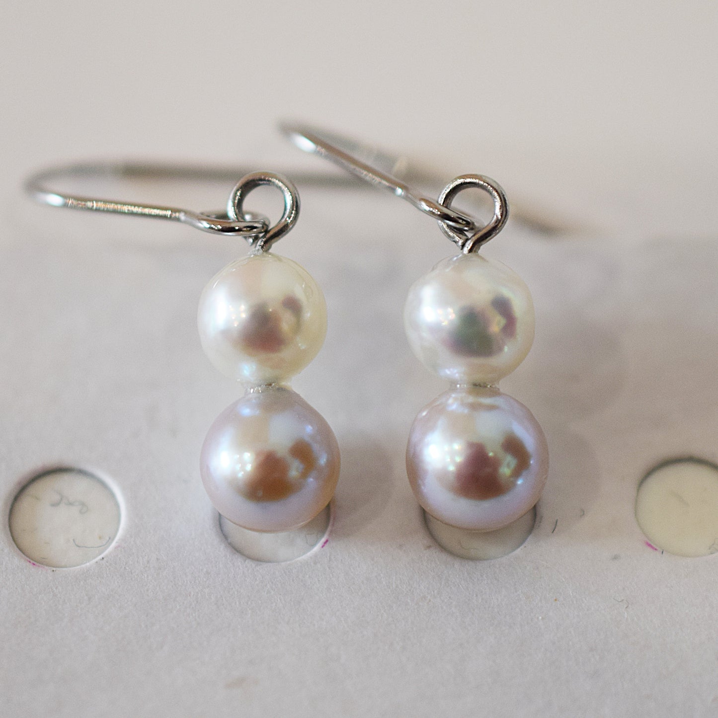 Actual product Natural color akoya Baroque pearl 5.5mm × 6mm Surgical Stainless Steel Seawater Akoya Pearl Hook Earrings Japan