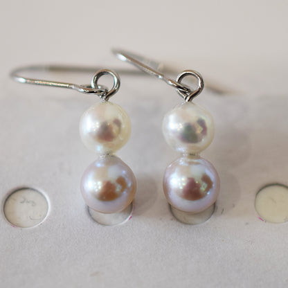 Actual product Natural color akoya Baroque pearl 5.5mm × 6mm Surgical Stainless Steel Seawater Akoya Pearl Hook Earrings Japan