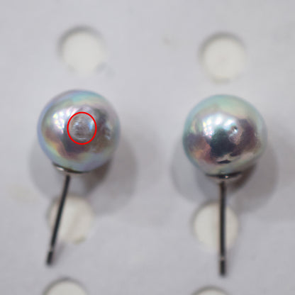 Limited to actual item Natural color akoya Baroque pearl 9.5mm - 10mm Surgical Stainless Steel Seawater Akoya Pearl Stud Earrings Japan