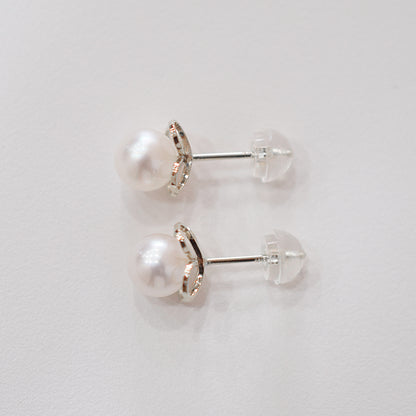 【K18YG / K14WG】Hanadama rank 6mm - 6.5mm Seawater Akoya Pearl White Pink Stud Earring Japan anniversary Japanese Seawater birthday 真珠 あこや 花珠級