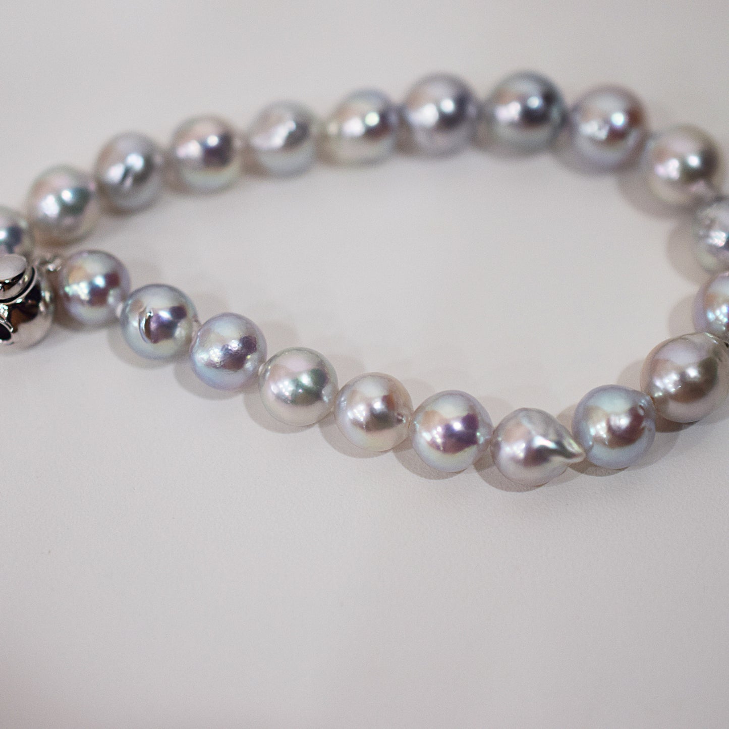 Actual product 7mm - 8mm Natural color Baroque Akoya Pearl Bracelet 7.08inch Japan AkoyaPearl SV925 Wedding Japanese Seawater