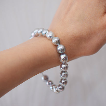 Limited to actual item 8mm - 9mm Natural color Baroque Akoya Pearl Bracelet 7.48inch Japan AkoyaPearl SV925 Wedding Japanese Seawater