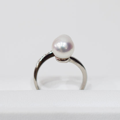 Actual product Rare White pink 7.5mm × 5.5mm Ring Sea Real Akoya Pearl From Japan SV925 Silver reenspearl akoyapearl