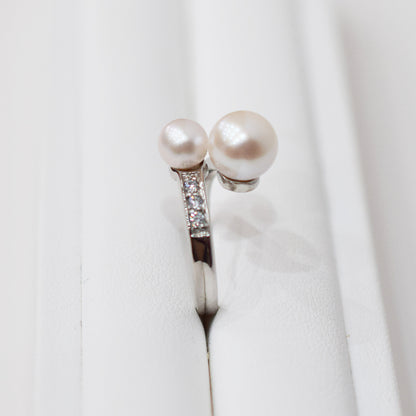 Actual product Rare White pink 7.5mm × 5.5mm Ring Sea Real Akoya Pearl From Japan SV925 Silver reenspearl akoyapearl