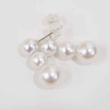 【K18YG / K14WG】Rare White Pink 6mm - 6.5mm × 7.5mm - 8mm 3pcs akoya pearl Earring Japan 1pair akoyapearl Japanese Seawater reenspearl