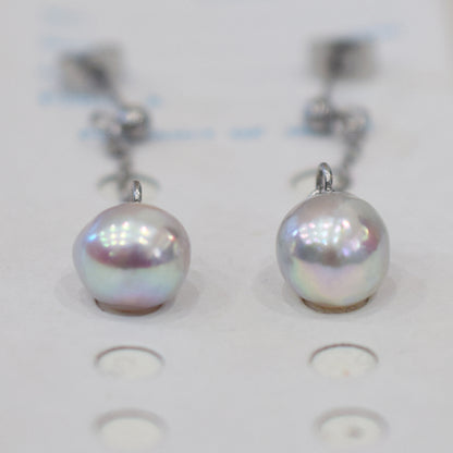 Actual product Natural color akoya Baroque pearl 9mm - 10mm Surgical Stainless Steel Seawater Akoya Pearl Stud Earrings Japan