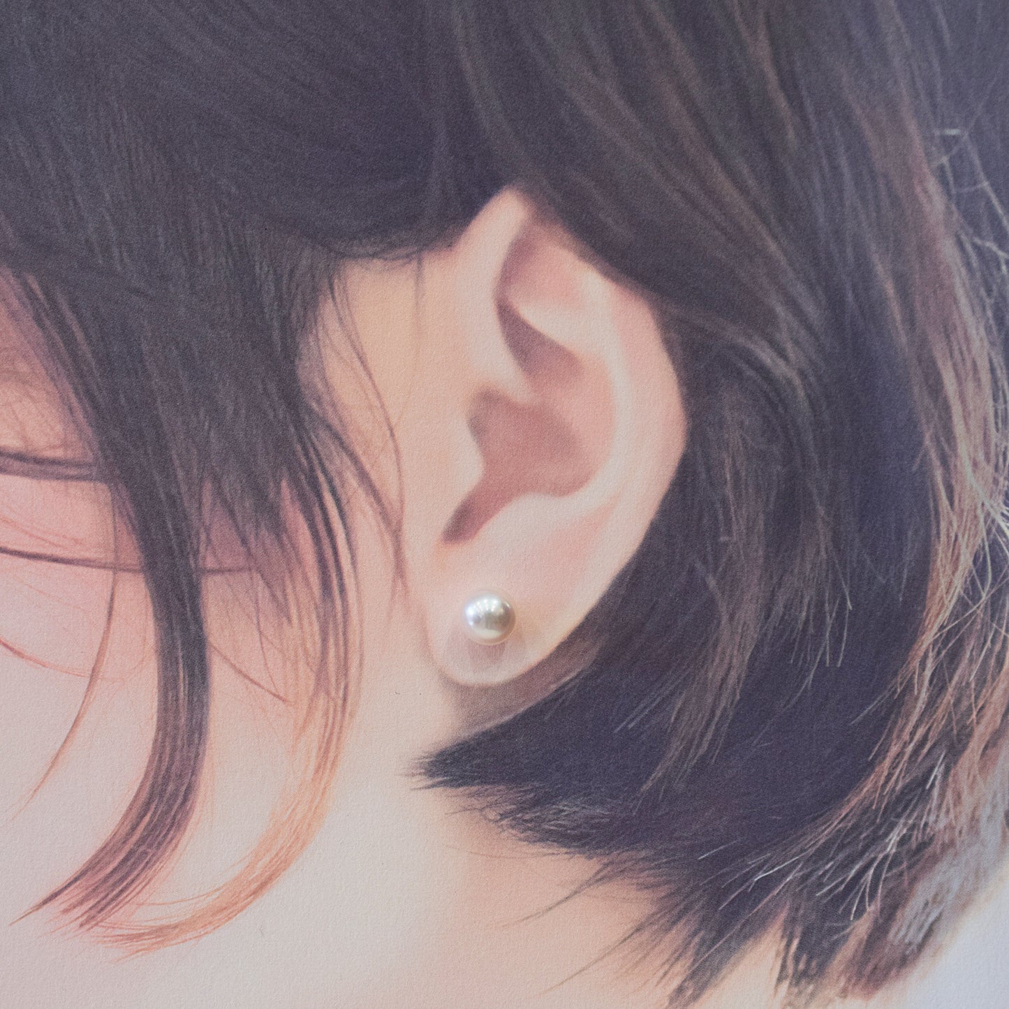 Actual product Whitepink 7.5mm - 8mm Seawater Akoya Pearl Stud Earring K14WG From Japan Japanese Seawater reenspearl