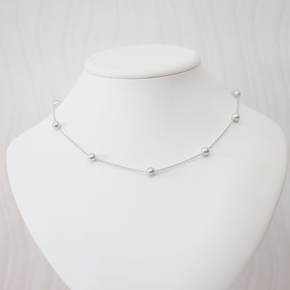 Limited to actual item 2-way Station necklace akoya pearl Natural color 6mm - 7mm Real Akoya Pearl Japan 19.6inch akoyapearl reenspearl Silver