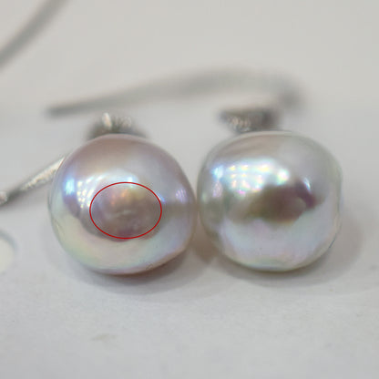 Actual product Natural color akoya Baroque pearl 10mm - 10.5mm Surgical Stainless Steel Seawater Akoya Pearl Hook Earrings Japan