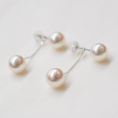 【K18YG / K14WG】Rare White Pink 7.5mm - 8mm earrings Real Seawater Akoya Pearl Japan reenspearl Akoyapearl both ears japanese