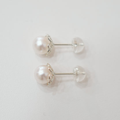 【K18YG / K14WG】Hanadama rank 6mm - 6.5mm Seawater Akoya Pearl White Pink Stud Earring Japan anniversary Japanese Seawater birthday 真珠 あこや 花珠級