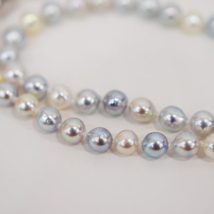 Limited to actual item Necklace Natural Multi color Semi-round Baroque 6mm - 7mm Akoya Pearl Japan 19.4inch starand choker