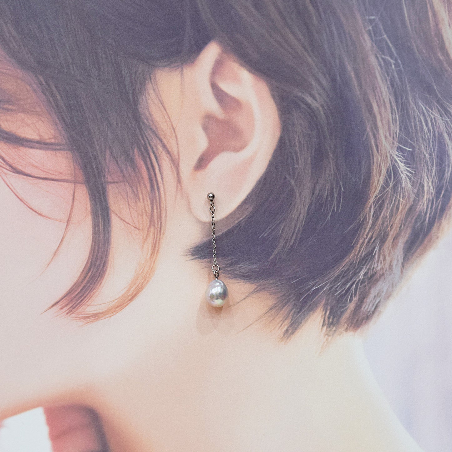 Actual product Natural color akoya Baroque pearl 9mm - 10mm Surgical Stainless Steel Seawater Akoya Pearl Stud Earrings Japan